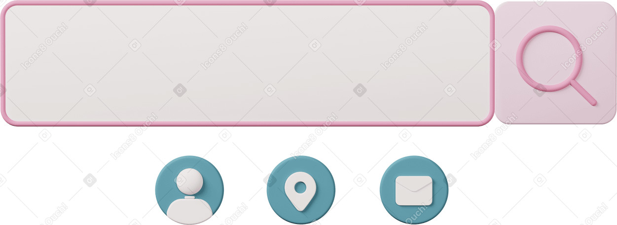 3D search bar buttons PNG, SVG