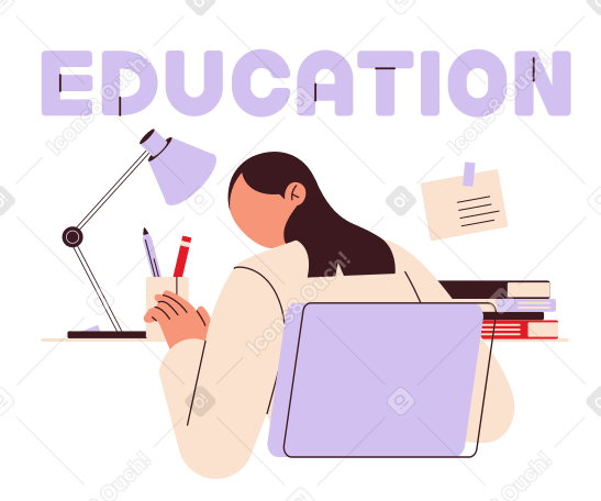 Lettering education with girl PNG, SVG