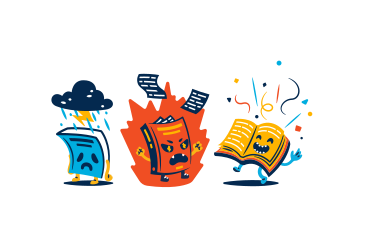 Book characters with different emotions PNG, SVG