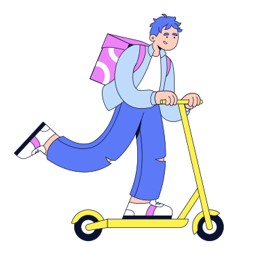 Young delivery man riding a scooter PNG, SVG