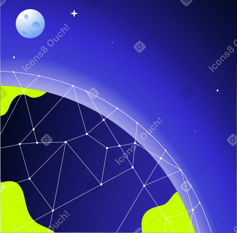 background with earth under dome and moon Illustration in PNG, SVG