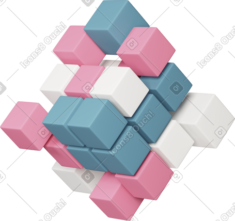 3D cube constructed from cubes PNG, SVG