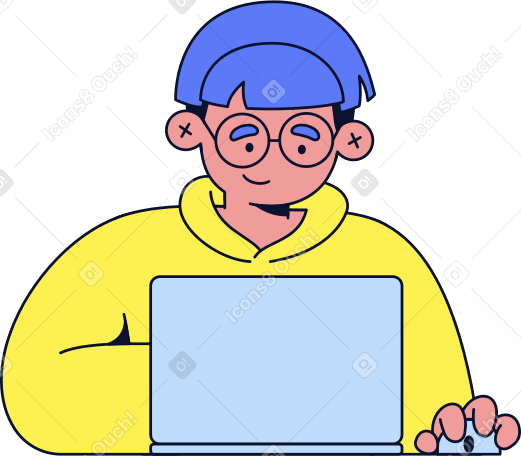hombre con laptop PNG, SVG
