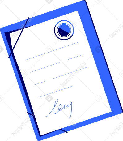 contract with seal and signature Illustration in PNG, SVG