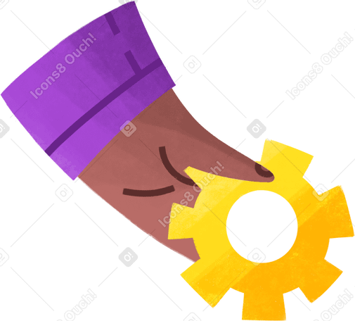 hand holding a yellow gear Illustration in PNG, SVG