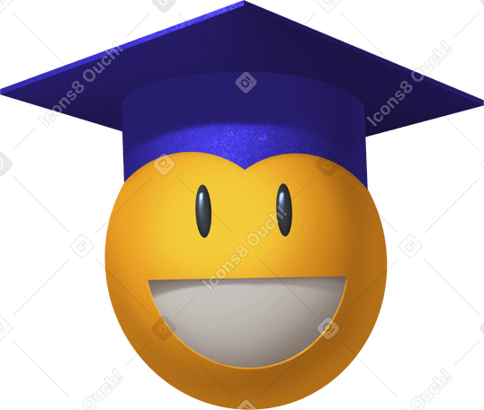 smiley with graduation hat PNG, SVG