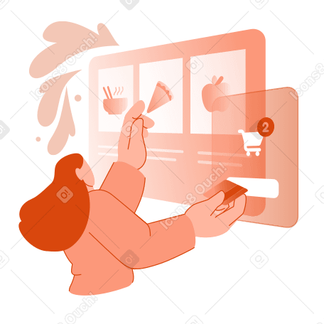 음식을 주문하고 온라인으로 결제하는 여성 PNG, SVG