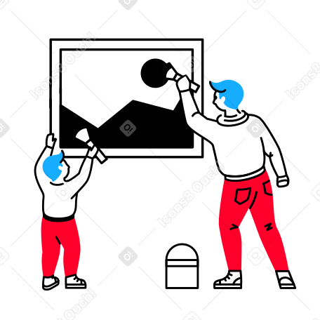 Vater und sohn malen gemeinsam ein bild PNG, SVG