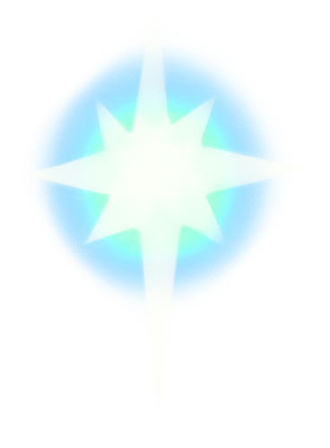 파란색 후광이 있는 큰 흰색 북쪽 별 PNG, SVG