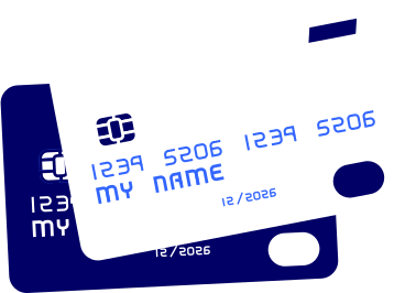 two bank plastic cards white and dark blue PNG, SVG