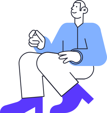 seated man in blue sweater and shoes PNG, SVG