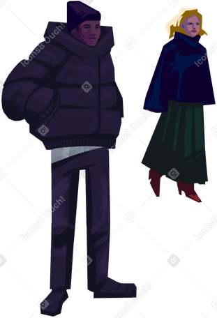 standing people in winter outwear PNG, SVG