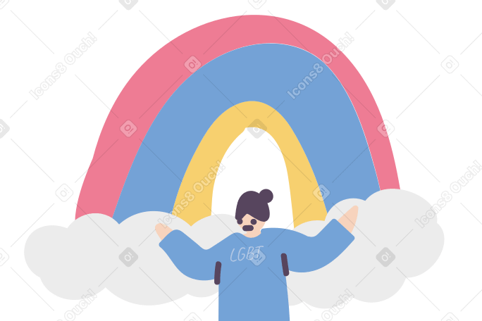 Frau steht unter dem regenbogen PNG, SVG
