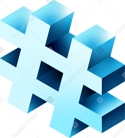 isometric hashtag PNG, SVG