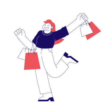 Happy woman with shopping bags PNG, SVG