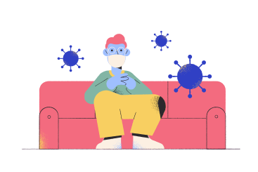 Man in face mask and viruses PNG, SVG