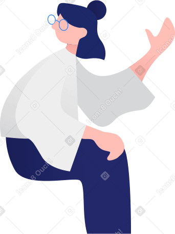 woman sitting and waving Illustration in PNG, SVG