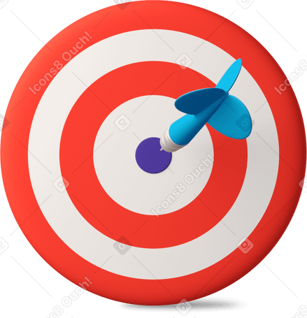3D target with dart arrow in bullseye Illustration in PNG, SVG