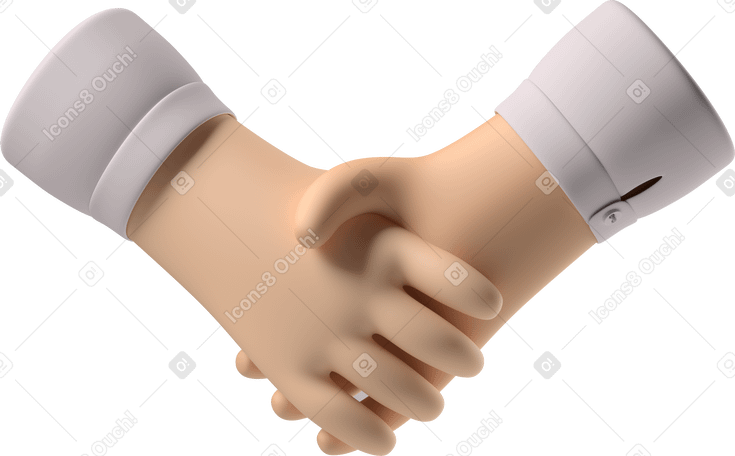 3D Handshake of pale skin and white skin hands PNG, SVG