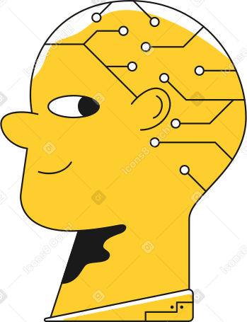 head with neural network Illustration in PNG, SVG