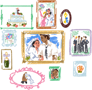 Frames with wedding photos PNG, SVG