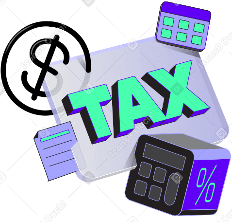 impuesto de letras con calculadora y texto de calendario PNG, SVG