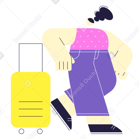 Woman standing with a suitcase PNG, SVG