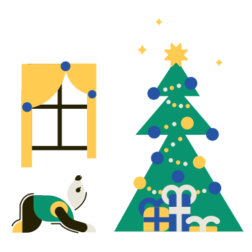 크리스마스 트리 근처에서 기어가는 아기 PNG, SVG