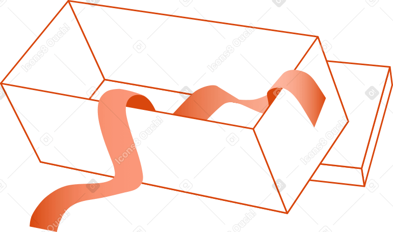 Boîte cadeau ouverte et ruban d'emballage PNG, SVG