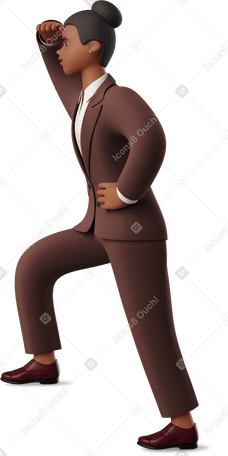3D side view of black businesswoman looking into the distance PNG, SVG