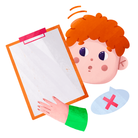 Redheaded guy is surprised that the list in his hands is empty Illustration in PNG, SVG