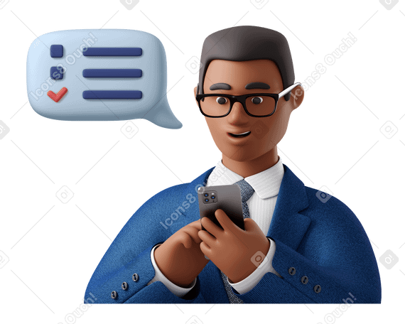 3D Businessman checking his task list Illustration in PNG, SVG