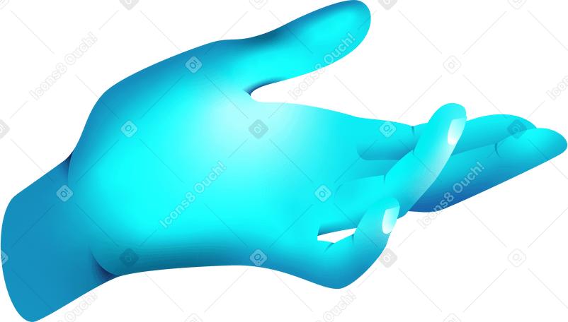 Трехмерная рука в синем свете в PNG, SVG