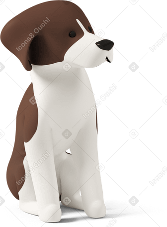 3D dog sitting PNG, SVG