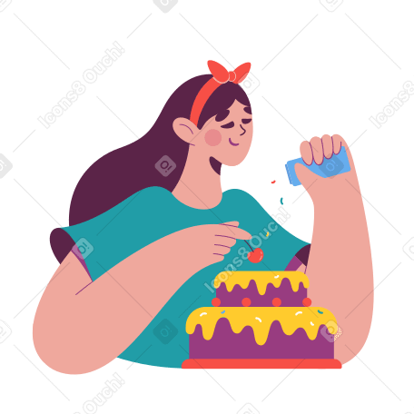 Girl makes a cake Illustration in PNG, SVG