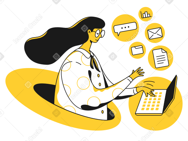 Woman working on computer PNG, SVG