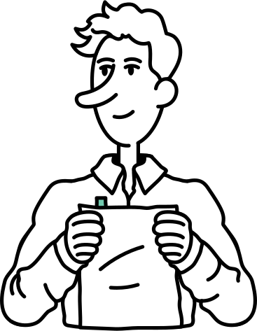 Young man with papers PNG, SVG