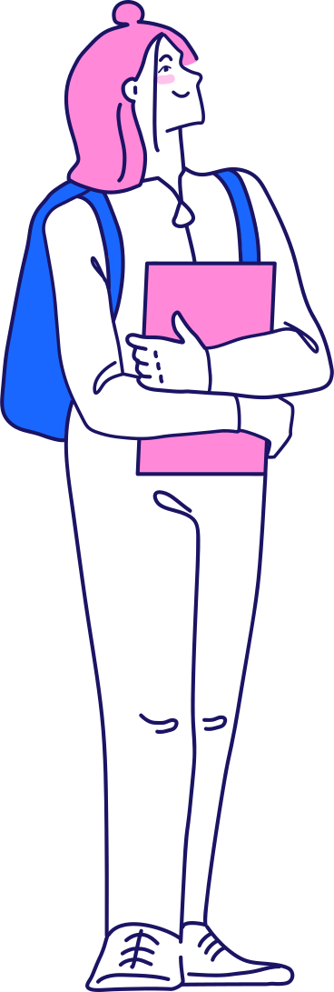 woman with folder and backpack PNG, SVG
