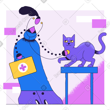 兽医用听诊器检查宠物猫 PNG, SVG