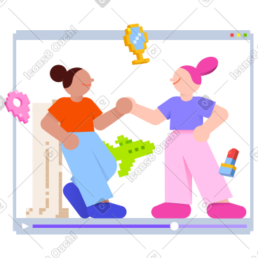 两位女博主正在合作 PNG, SVG