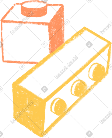 Yellow and orange lego bricks PNG, SVG