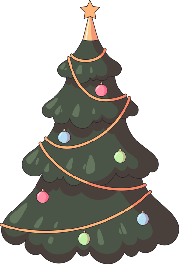 decorated christmas tree PNG, SVG