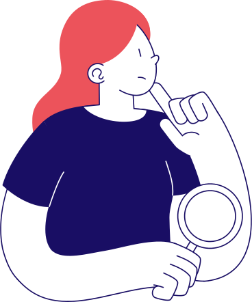 Sad woman with magnifying glass PNG, SVG