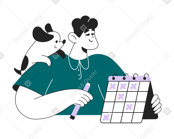 Человек отмечает дни в календаре в PNG, SVG