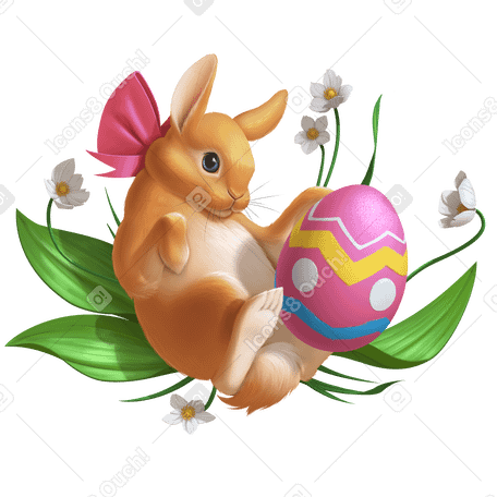 Пасхальный кролик с пасхальным яйцом в PNG, SVG