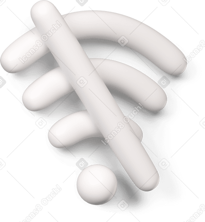 3D Белый значок отсутствия wi-fi повернут вправо в PNG, SVG