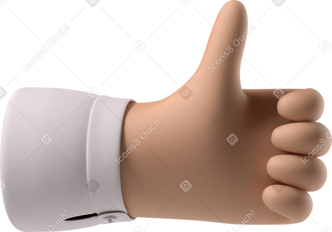 3D Tanned skin hand showing thumbs up PNG, SVG