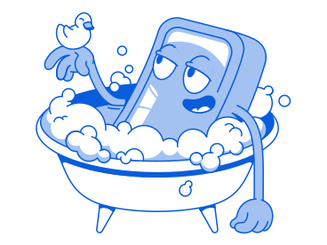 Soap takes a bath and relaxes PNG, SVG