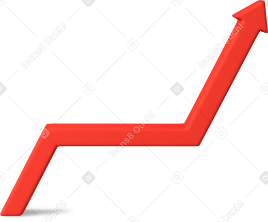 3D red increase arrow Illustration in PNG, SVG