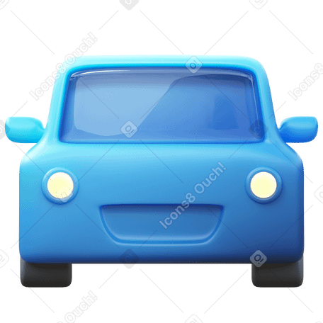 3D blue car Illustration in PNG, SVG